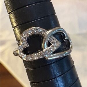 ❤️♥️Stunning Double hearts stainless and crystal accents  Ring
